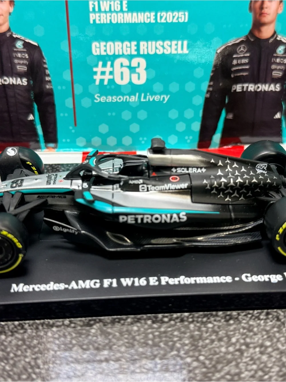 Mercedes AMG Petronas Black and Teal George Russell Diecast F1 Car